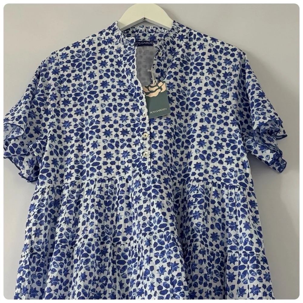 NWT Anthropologie Ro's Garden Vibeka Short-Sleeve Cotton Mini Dress, L - Picture 8 of 14